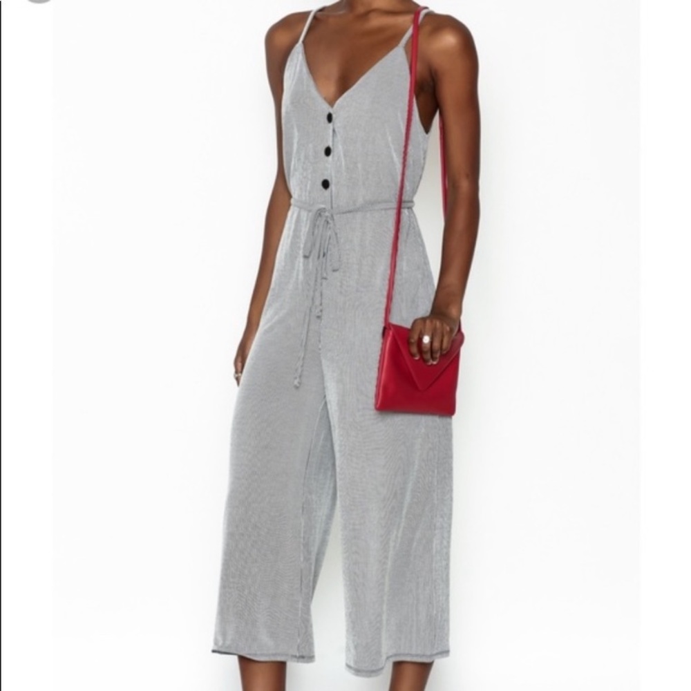 Audrey 3 + 1 Black and White Stripe Jumpsuit